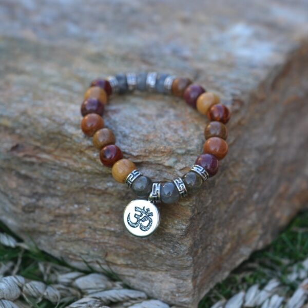 Bracelet méditation bois et labradorite Janny