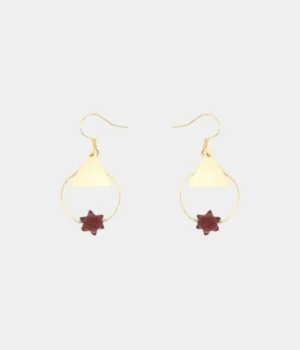 Alternative view of Boucle d'oreille étoile bois amarante doré - Lise