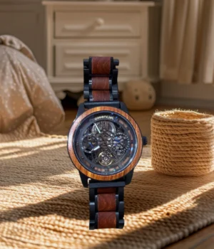 Alternative view of Montre homme bois bicolore automatique Carter
