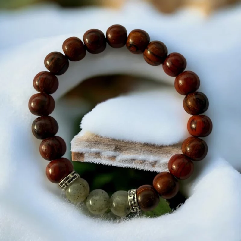 Bracelet méditation acajou et labradorite Caro