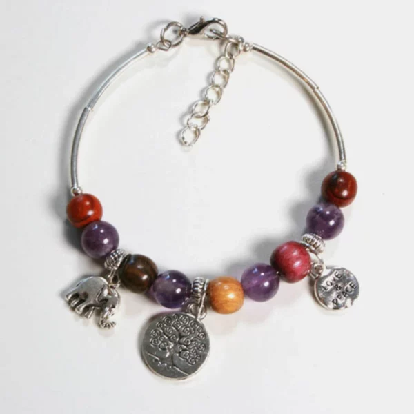 Bracelet -Jonc bois Améthyste Samia