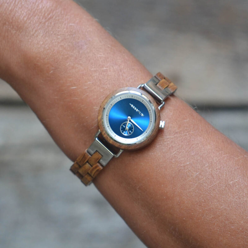 Montre bois noyer femme Artica océan